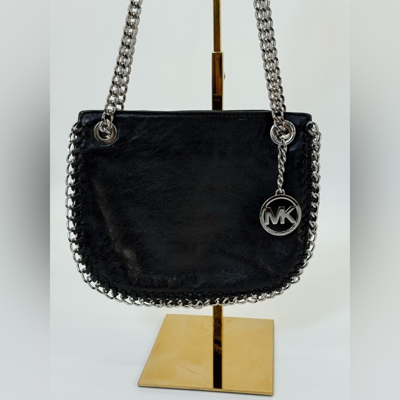 Michael Michael Kors Black Leather Shoulder/Crossbody Chelsea Silver Chain Bag - Picture 17 of 17